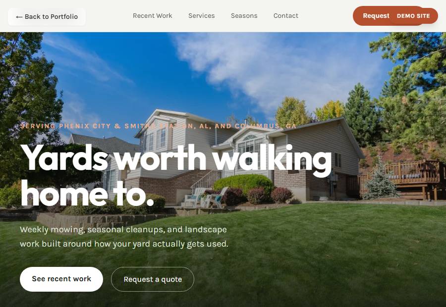 Green Bench Lawn & Landscape demo site homepage.
